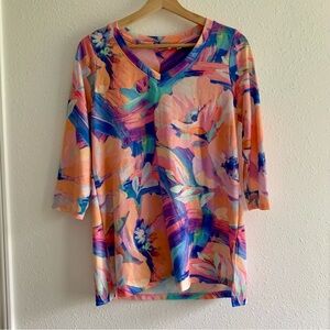 Soft Surrounding Felisa Tunic Top Pastel Floral Watercolor Artsy Size Small
